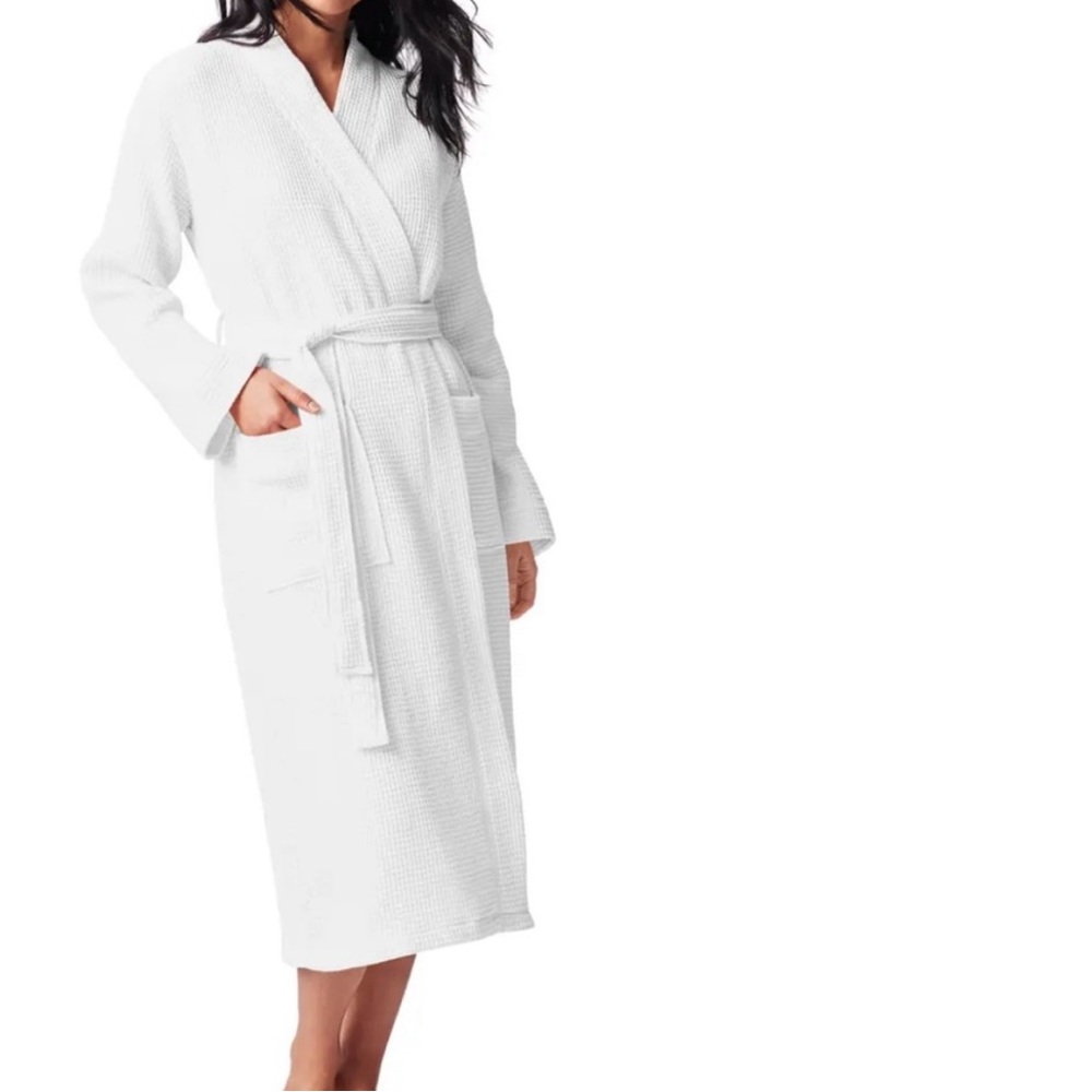 COYUCHI Waffle Robe - White small/medium organic cotton